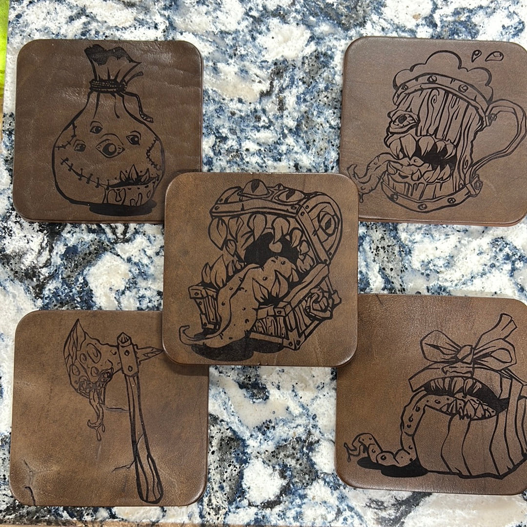 D&D Leather Coaster