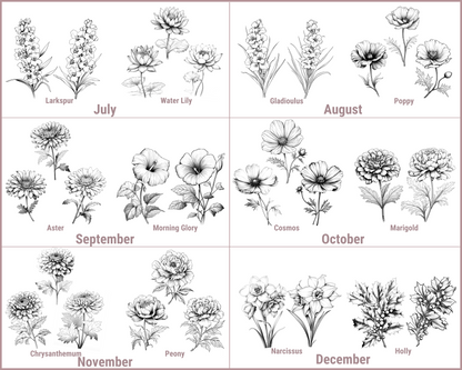 Birth Month Flowers Leather Coaster