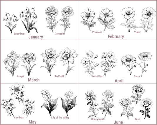 Birth Month Flowers Leather Coaster