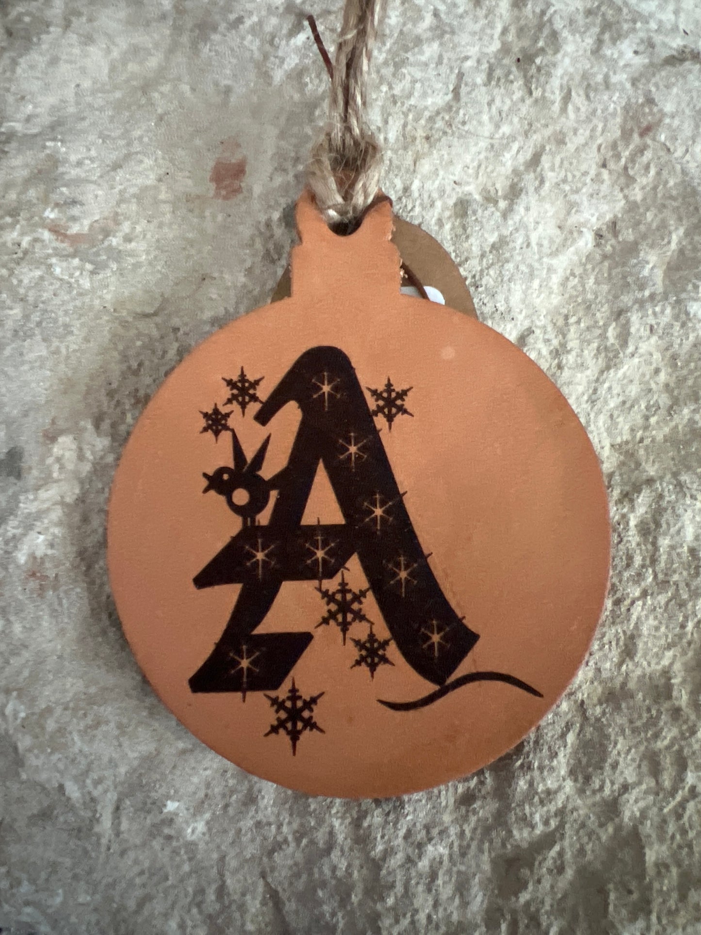 Monogram Leather Christmas Ornaments