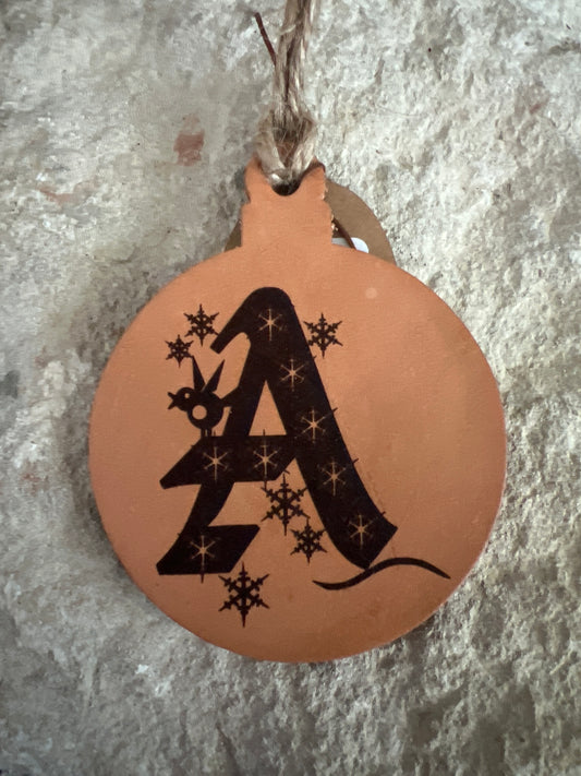 Monogram Leather Christmas Ornaments