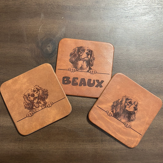 Leather Dog Themed Coasters
